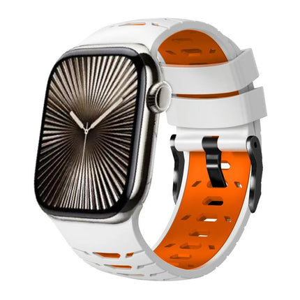 Trapezoid Two Color Silicone Watch Band, For Apple Watch 46mm / 49mm / 45mm / 44mm - DealBuddy