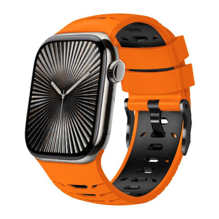 Trapezoid Two Color Silicone Watch Band, For Apple Watch 46mm / 49mm / 45mm / 44mm - DealBuddy