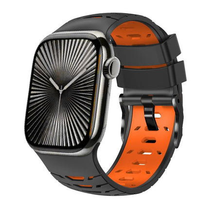 Trapezoid Two Color Silicone Watch Band, For Apple Watch 46mm / 49mm / 45mm / 44mm - DealBuddy