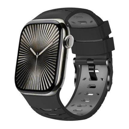 Trapezoid Two Color Silicone Watch Band, For Apple Watch 46mm / 49mm / 45mm / 44mm - DealBuddy