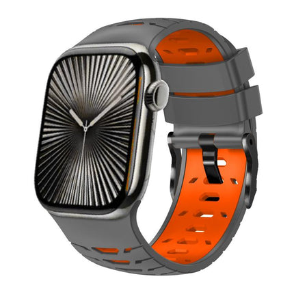 Trapezoid Two Color Silicone Watch Band, For Apple Watch 46mm / 49mm / 45mm / 44mm - DealBuddy