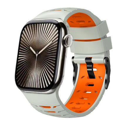 Trapezoid Two Color Silicone Watch Band, For Apple Watch 46mm / 49mm / 45mm / 44mm - DealBuddy