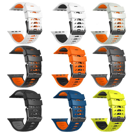 Trapezoid Two Color Silicone Watch Band, For Apple Watch 46mm / 49mm / 45mm / 44mm - DealBuddy