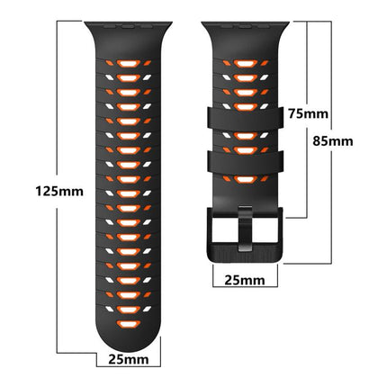Trapezoid Two Color Silicone Watch Band, For Apple Watch 46mm / 49mm / 45mm / 44mm - DealBuddy