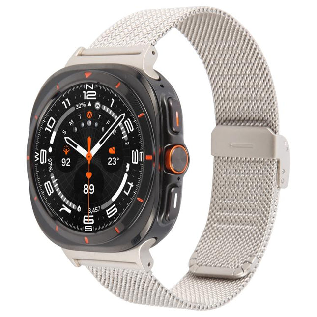 Integrated Buckle Embossed Milanese Metal Watch Band