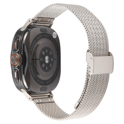 Integrated Buckle Embossed Milanese Metal Watch Band