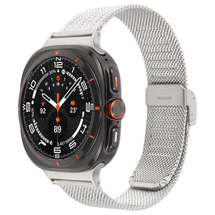 Integrated Buckle Embossed Milanese Metal Watch Band