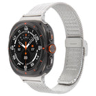 Integrated Buckle Embossed Milanese Metal Watch Band