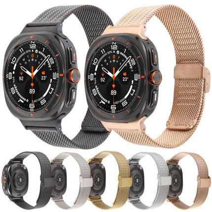 Integrated Buckle Embossed Milanese Metal Watch Band
