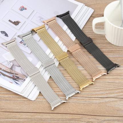 Integrated Buckle Embossed Milanese Metal Watch Band
