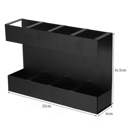 Four-grid Straw Cutlery Metal Storage Rack Kitchen Organizer with 12pcs Soft Magnetic Sheet