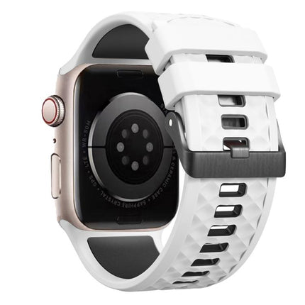 Diamond Texture Two Color Silicone Watch Band, For Apple Watch 46mm / 49mm / 45mm / 44mm - DealBuddy