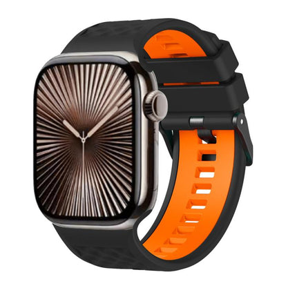 Diamond Texture Two Color Silicone Watch Band, For Apple Watch 46mm / 49mm / 45mm / 44mm - DealBuddy