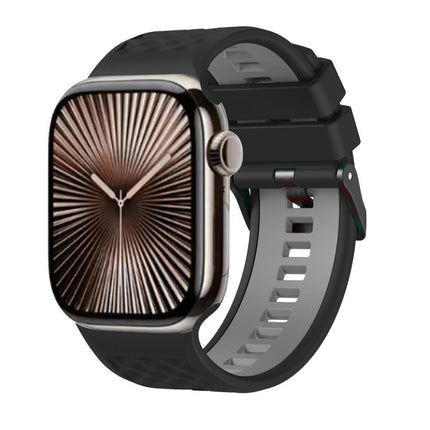 Diamond Texture Two Color Silicone Watch Band, For Apple Watch 46mm / 49mm / 45mm / 44mm - DealBuddy