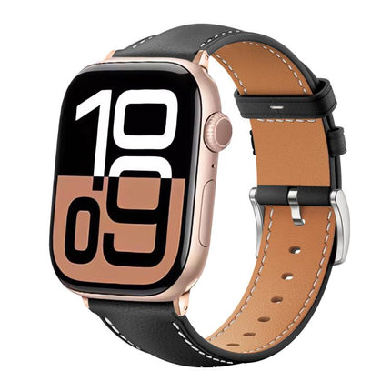 xDfind Black Shark Fine Grain Leather Watch Band, For Apple Watch 42 / 44 / 45 / 46 / 49mm, For Apple Watch 38 / 40 / 41 / S10 42mm - DealBuddy