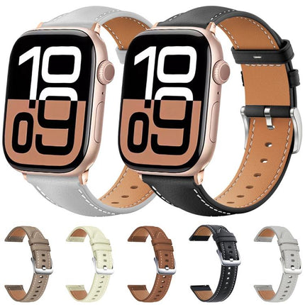 xDfind Black Shark Fine Grain Leather Watch Band, For Apple Watch 42 / 44 / 45 / 46 / 49mm, For Apple Watch 38 / 40 / 41 / S10 42mm - DealBuddy