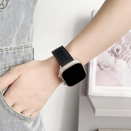 xDfind Black Shark Fine Grain Leather Watch Band, For Apple Watch 42 / 44 / 45 / 46 / 49mm, For Apple Watch 38 / 40 / 41 / S10 42mm - DealBuddy