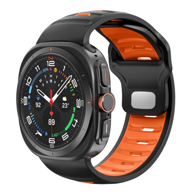Striped Two Color Silicone Watch Band, For Samsung Galaxy Watch Ultra 47mm / Ultra 2025 - DealBuddy