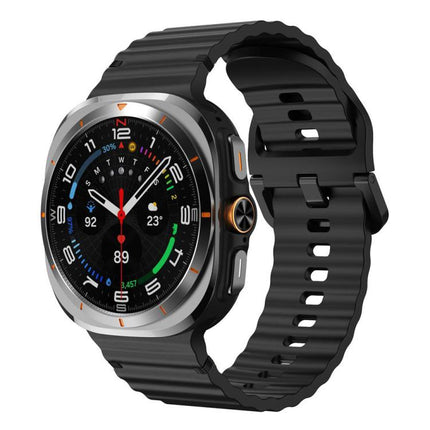 For Samsung Galaxy Watch8 Classic 46mm / Watch8 44mm / 40mm xDfind Wavy Grain Stitched Silicone Watch Band, L - DealBuddy