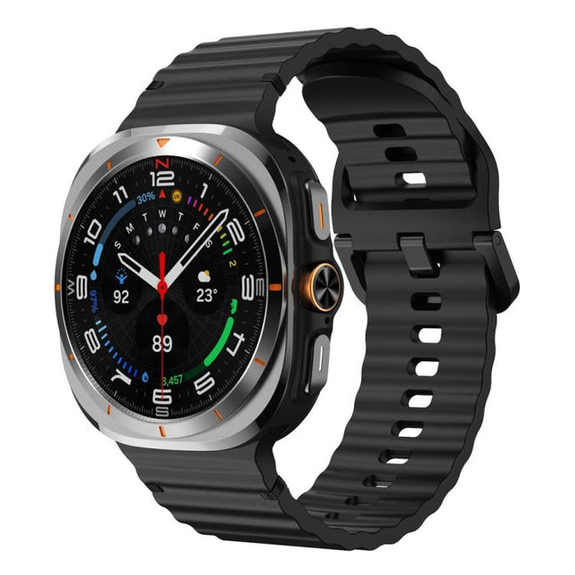 For Samsung Galaxy Watch8 Classic 46mm / Watch8 44mm / 40mm xDfind Wavy Grain Stitched Silicone Watch Band, L - DealBuddy