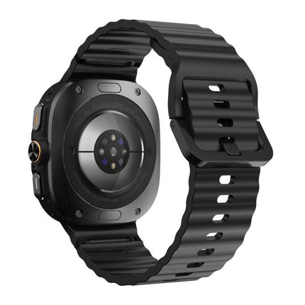For Samsung Galaxy Watch8 Classic 46mm / Watch8 44mm / 40mm xDfind Wavy Grain Stitched Silicone Watch Band, L - DealBuddy