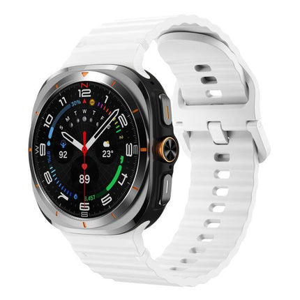For Samsung Galaxy Watch8 Classic 46mm / Watch8 44mm / 40mm xDfind Wavy Grain Stitched Silicone Watch Band, L - DealBuddy