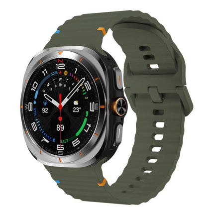 For Samsung Galaxy Watch8 Classic 46mm / Watch8 44mm / 40mm xDfind Wavy Grain Stitched Silicone Watch Band, L - DealBuddy