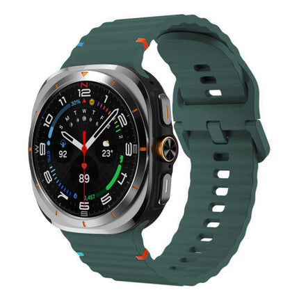 For Samsung Galaxy Watch8 Classic 46mm / Watch8 44mm / 40mm xDfind Wavy Grain Stitched Silicone Watch Band, L - DealBuddy
