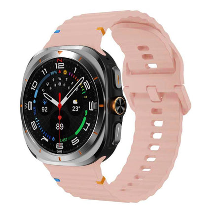 For Samsung Galaxy Watch8 Classic 46mm / Watch8 44mm / 40mm xDfind Wavy Grain Stitched Silicone Watch Band - DealBuddy