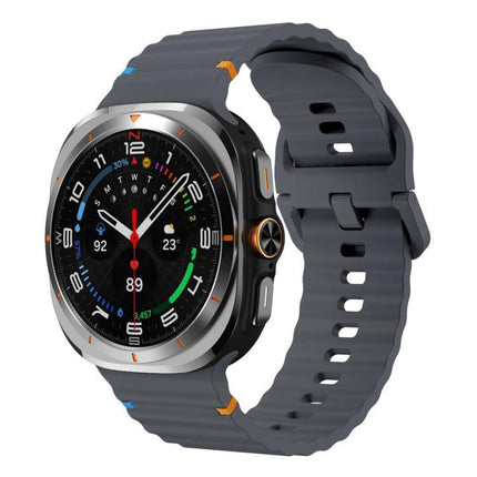For Samsung Galaxy Watch8 Classic 46mm / Watch8 44mm / 40mm xDfind Wavy Grain Stitched Silicone Watch Band, L - DealBuddy