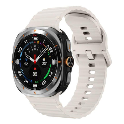 For Samsung Galaxy Watch8 Classic 46mm / Watch8 44mm / 40mm xDfind Wavy Grain Stitched Silicone Watch Band, L - DealBuddy