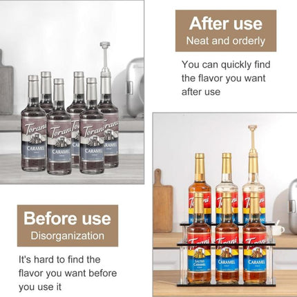 YX164 Acrylic 2 Tier Coffee Syrups Bottle Rack Organizer
