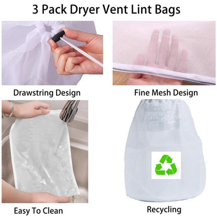 3pcs/Pack Dryer Vent Lint Trap Dryer Vent Duct Lint Bag