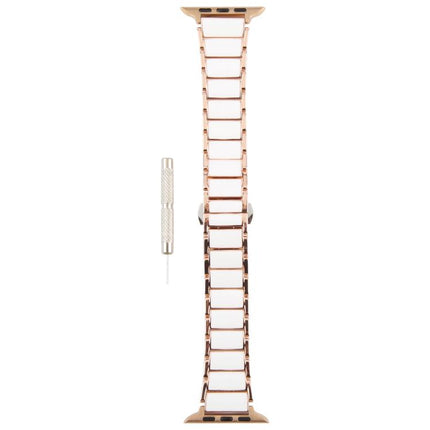 Three Beads Ceramics 18mm Steel Watch Band, For Apple Watch 46mm / 49mm / 45mm / 44mm, For Apple Watch 42mm / 41mm / 40mm / 38mm - DealBuddy