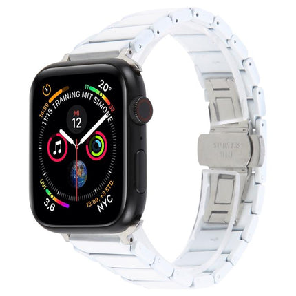 Three Beads Ceramics 18mm Steel Watch Band, For Apple Watch 46mm / 49mm / 45mm / 44mm, For Apple Watch 42mm / 41mm / 40mm / 38mm - DealBuddy