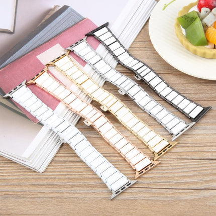 Three Beads Ceramics 18mm Steel Watch Band, For Apple Watch 46mm / 49mm / 45mm / 44mm, For Apple Watch 42mm / 41mm / 40mm / 38mm - DealBuddy
