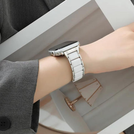 Three Beads Ceramics 18mm Steel Watch Band, For Apple Watch 46mm / 49mm / 45mm / 44mm, For Apple Watch 42mm / 41mm / 40mm / 38mm - DealBuddy