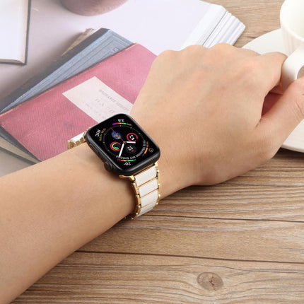 Three Beads Ceramics 18mm Steel Watch Band, For Apple Watch 46mm / 49mm / 45mm / 44mm, For Apple Watch 42mm / 41mm / 40mm / 38mm - DealBuddy