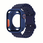 Butterfly Buckle Ocean Silicone Watch Band with Film Integrated PC Case