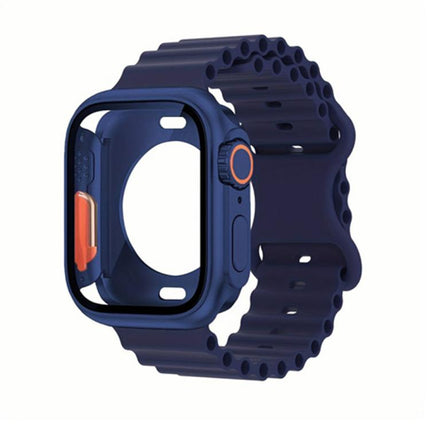 Butterfly Buckle Ocean Silicone Watch Band with Film Integrated PC Case