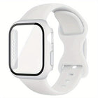 Butterfly Buckle Silicone Watch Band with Film Integrated PC Cover, For Apple Watch Series 44mm, For Apple Watch Series 40mm, For Apple Watch Series 10 / 11 46mm, For Apple Watch Series 10 / 11 42mm, For Apple Watch Series 45mm                         ... - DealBuddy