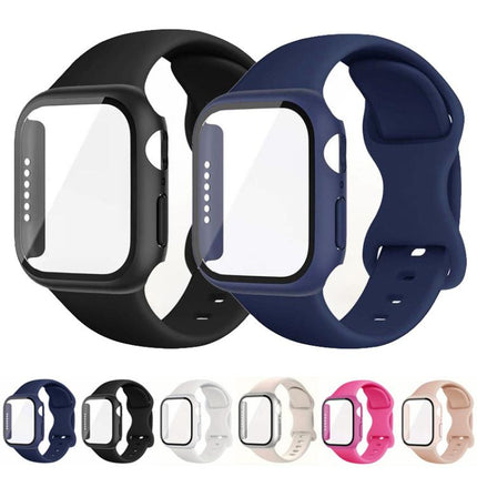 Butterfly Buckle Silicone Watch Band with Film Integrated PC Cover