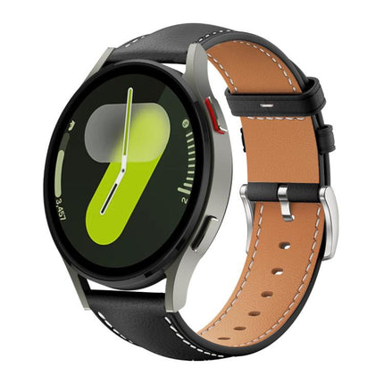xDfind Flat Head Black Shark Fine Grain Leather Watch Band, For Samsung Galaxy Watch Ultra / Ultra 2025, For Samsung Galaxy Watch8 / Watch8 Classic, For Samsung Galaxy Watch7 / FE / 6 / 5 / 4 - DealBuddy