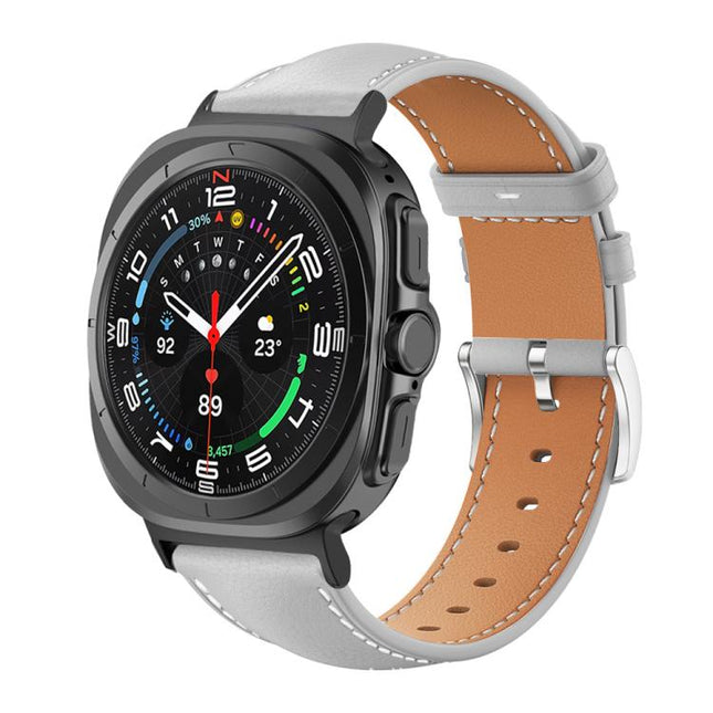 xDfind Flat Head Black Shark Fine Grain Leather Watch Band, For Samsung Galaxy Watch Ultra / Ultra 2025, For Samsung Galaxy Watch8 / Watch8 Classic, For Samsung Galaxy Watch7 / FE / 6 / 5 / 4 - DealBuddy