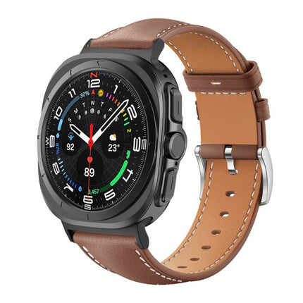 xDfind Flat Head Black Shark Fine Grain Leather Watch Band, For Samsung Galaxy Watch Ultra / Ultra 2025, For Samsung Galaxy Watch8 / Watch8 Classic, For Samsung Galaxy Watch7 / FE / 6 / 5 / 4 - DealBuddy