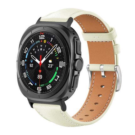 xDfind Flat Head Black Shark Fine Grain Leather Watch Band, For Samsung Galaxy Watch Ultra / Ultra 2025, For Samsung Galaxy Watch8 / Watch8 Classic, For Samsung Galaxy Watch7 / FE / 6 / 5 / 4 - DealBuddy