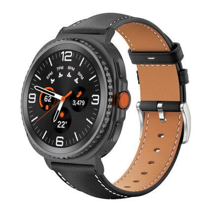 xDfind Flat Head Black Shark Fine Grain Leather Watch Band, For Samsung Galaxy Watch Ultra / Ultra 2025, For Samsung Galaxy Watch8 / Watch8 Classic, For Samsung Galaxy Watch7 / FE / 6 / 5 / 4 - DealBuddy