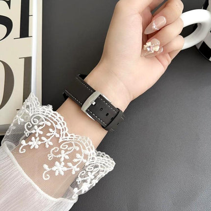 xDfind Flat Head Black Shark Fine Grain Leather Watch Band - DealBuddy