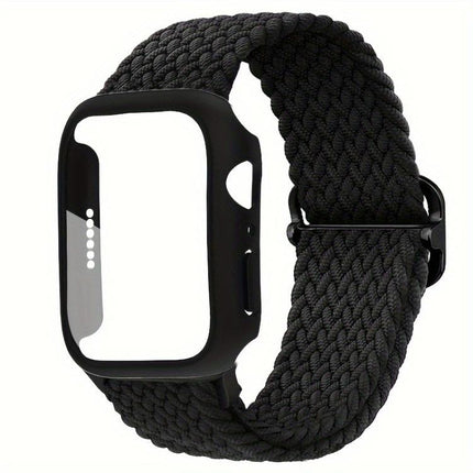 Ladder Buckle Loop Nylon Watch Band with Film Frosted PC Cover, For Apple Watch Series 44mm, For Apple Watch Series 40mm, For Apple Watch Series 10 / 11 46mm, For Apple Watch Series 10 / 11 42mm, For Apple Watch Series 45mm, For Apple Watch Series 41mm - DealBuddy