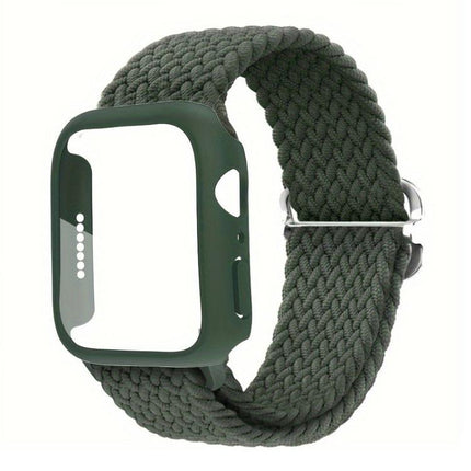Ladder Buckle Loop Nylon Watch Band with Film Frosted PC Cover, For Apple Watch Series 44mm, For Apple Watch Series 40mm, For Apple Watch Series 10 / 11 46mm, For Apple Watch Series 10 / 11 42mm, For Apple Watch Series 45mm, For Apple Watch Series 41mm - DealBuddy